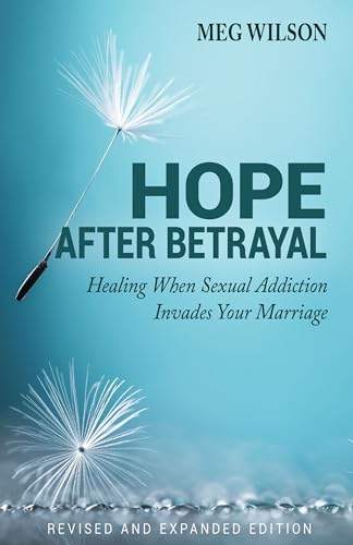 Book cover: “Hope After Betrayal” with a dandelion image, blue background.