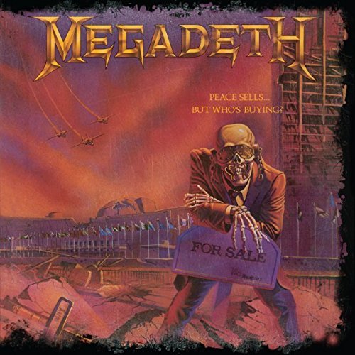 Megadeth album cover featuring Vic Rattlehead holding a For Sale sign before a ruin.