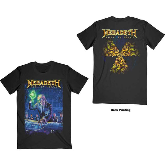 Black t-shirt with Megadeth’s “Rust in Peace” 30th anniversary artwork.