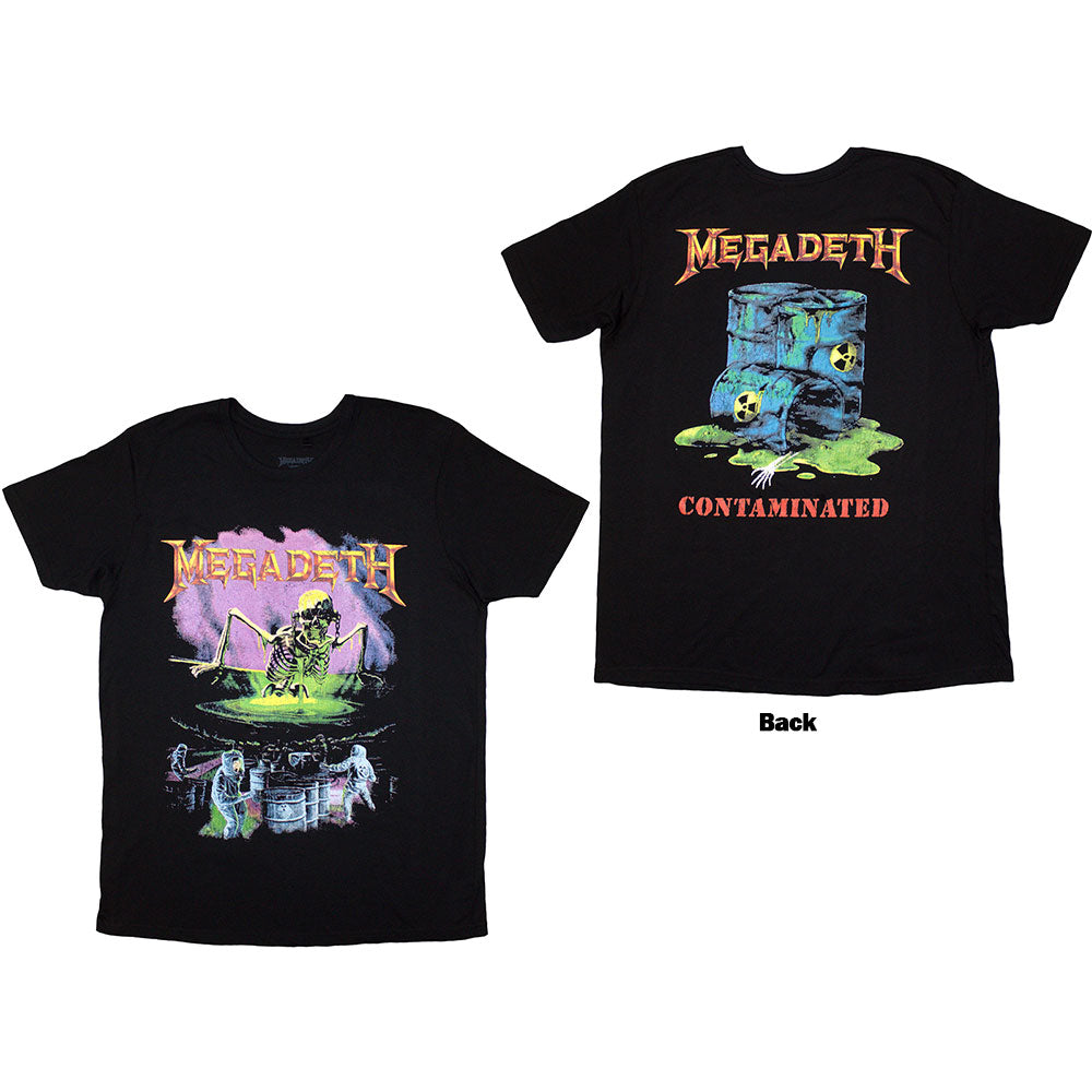 Black Megadeth t-shirt, large back print of “Contaminated” album art, size XX-Large.
