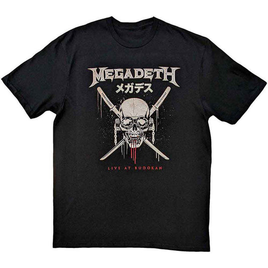 Black Megadeth t-shirt with large crossed swords graphic, size large.