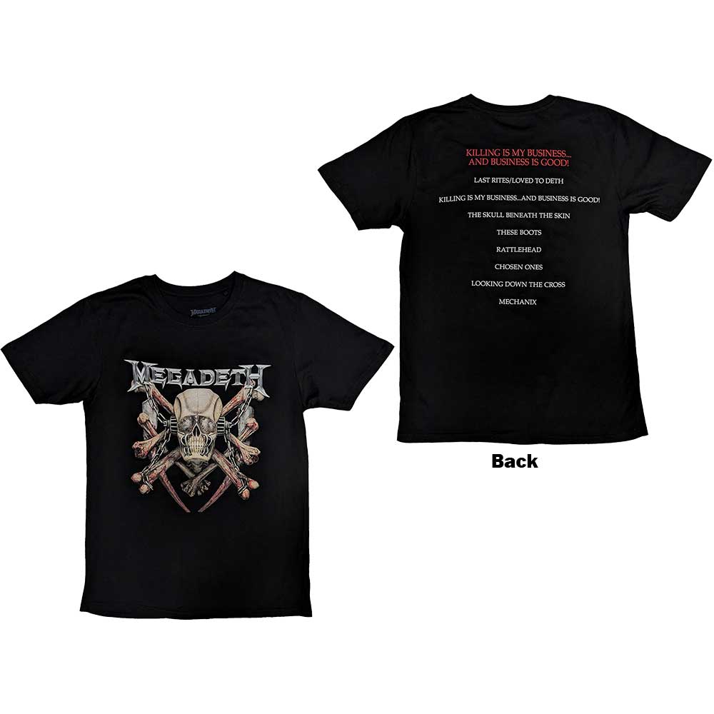 Black Megadeth t-shirt, medium size, with “Killing Biz” design on the back.