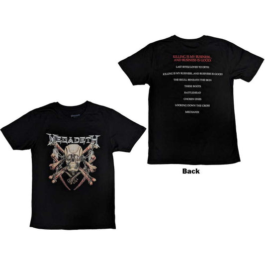 Black Megadeth t-shirt, medium size, with “Killing Biz” design on the back.