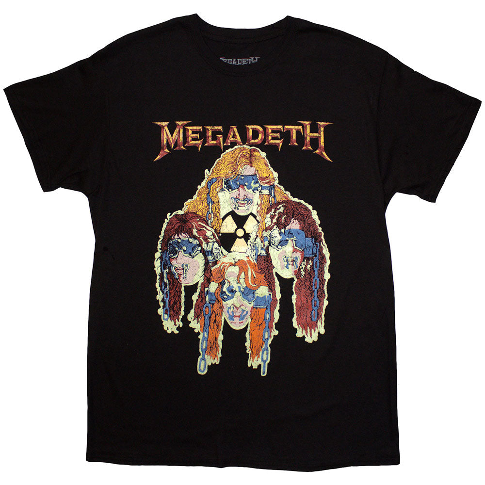 Black unisex t-shirt featuring a Megadeth Nuclear Glowheads graphic print on the front.