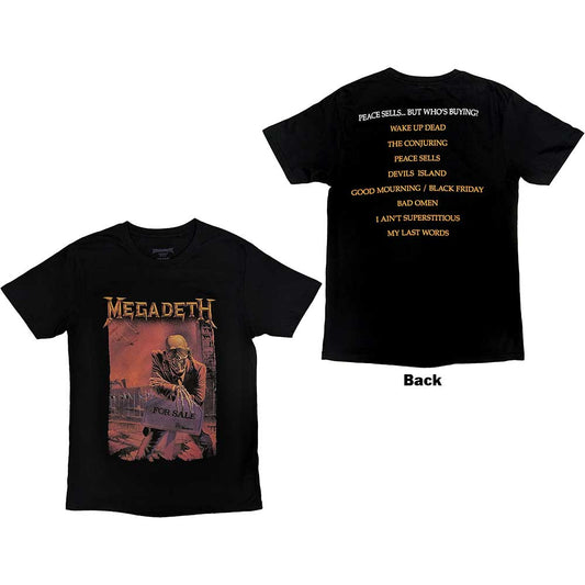 Black t-shirt with back print of Megadeth’s *Peace Sells* album cover artwork.