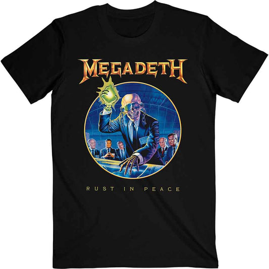 Black Megadeth t-shirt featuring the "Rust in Peace" album artwork.
