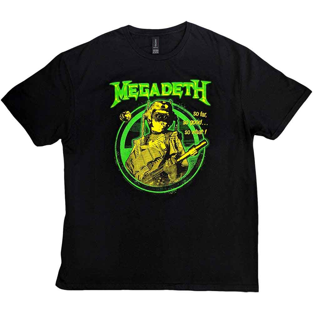 Black unisex t-shirt featuring a high-contrast Megadeth SFSGSW graphic on the front.