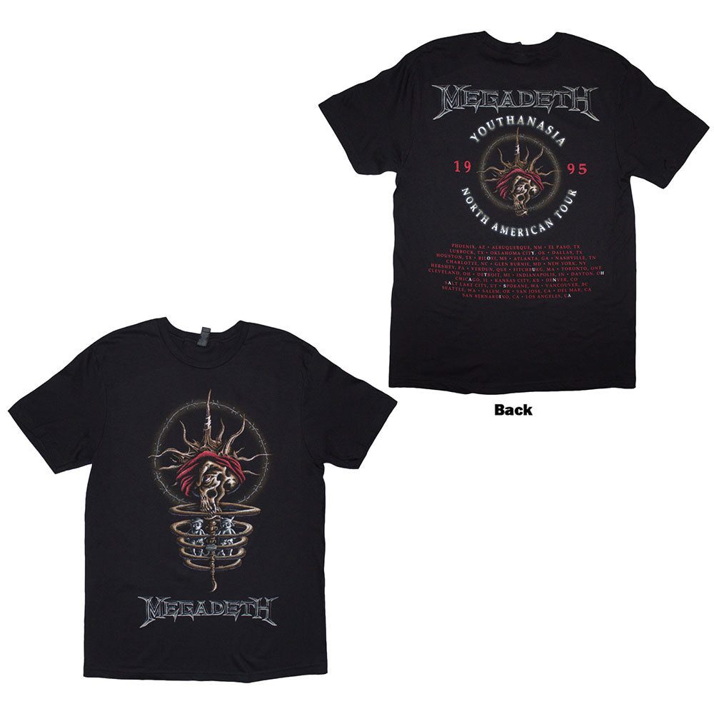 Black Megadeth t-shirt with 1995 Youthanasia tour back print, size XX-Large.