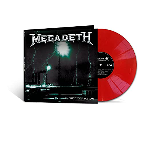 Megadeth Unplugged in Boston vinyl record album cover and a red vinyl disc.