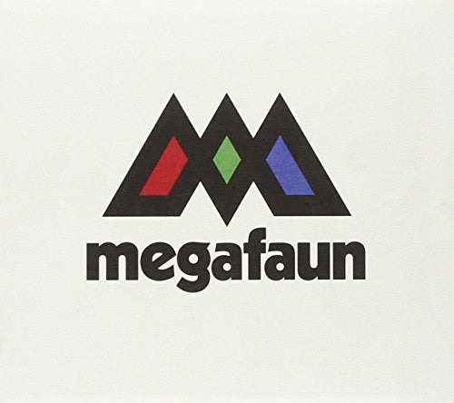 "Album cover with 'megafaun' text and stylized 'M' logo featuring red, green, and blue shapes."