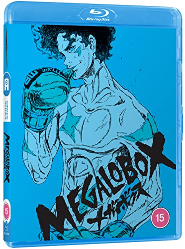 Blue Megalobox Blu-ray case featuring an illustrated boxer with a robotic arm.