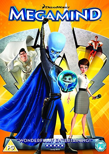 Megamind DVD cover featuring the blue superhero and other characters.