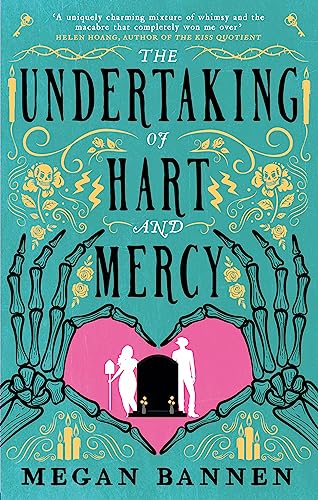Book cover with teal background, skeletal hands forming a heart around a tombstone illustration.