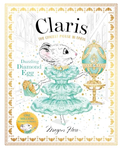Claris the mouse in a green dress with a jeweled egg.