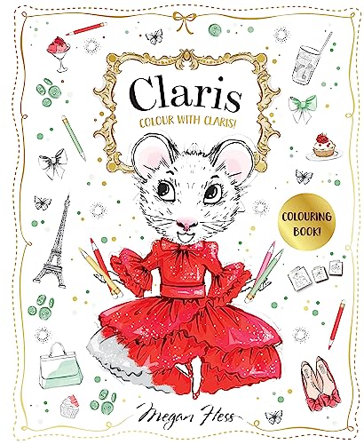 Cover of "Colour with Claris!" activity book featuring a mouse in red.
