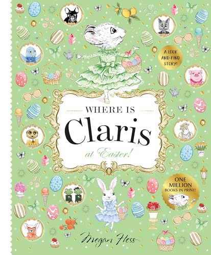 Claris the mouse in a green dress, surrounded by Easter decorations.