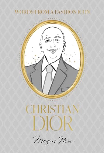 Book cover featuring a sketched portrait of Christian Dior in a gold frame.