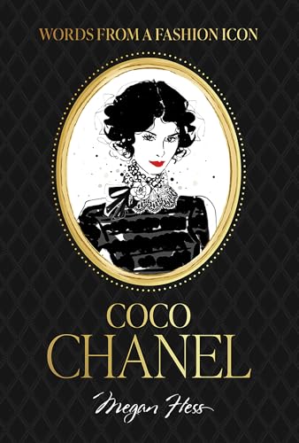 Book cover featuring an illustration of Coco Chanel in a gold oval frame.