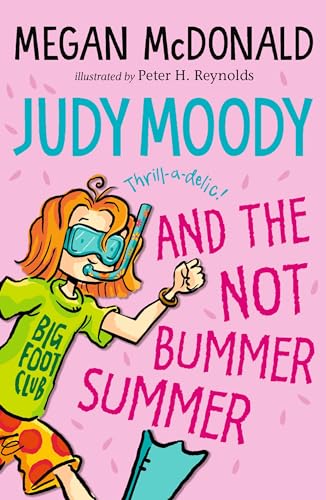 Book cover: girl with snorkel and flippers, bright pink background.