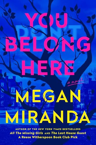 Book cover with bold pink and yellow text over a dark tree silhouette.