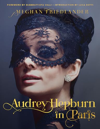 Audrey Hepburn portrait with black lace covering eyes, book cover.