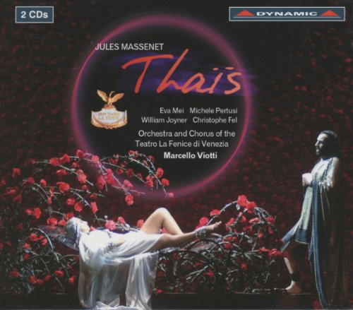 CD cover for Massenet's Thais featuring a woman reclining among roses and a man.