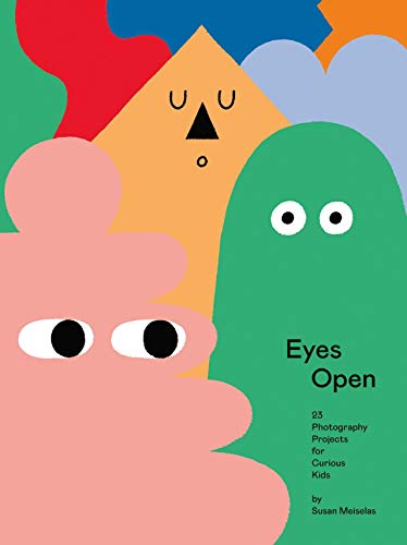 Book cover with colorful abstract shapes and large cartoon eyes.