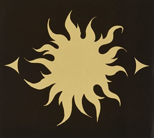 Black CD case with a gold, abstract sunburst design.
