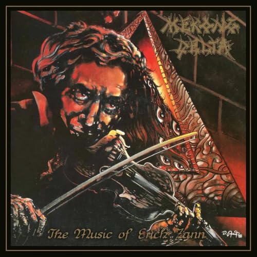 Dark album cover featuring a violinist with ornate, eye-filled background.