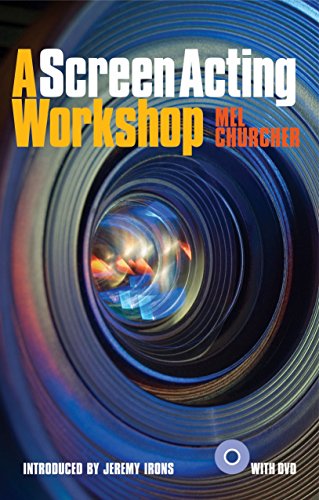 Book cover: "A Screen Acting Workshop" with a camera lens image.