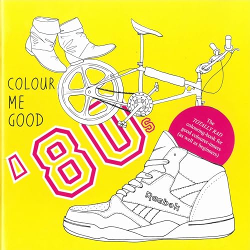 Yellow cover with 80s imagery: bike, boots, sneakers, and bold numbers.