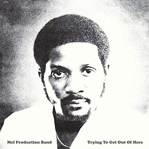 Black and white portrait of a man, album cover for Mel Production Band.