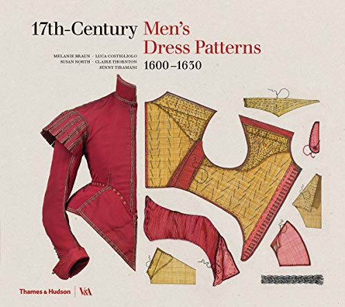 Book cover displaying 17th-century men’s dress patterns and garment pieces.