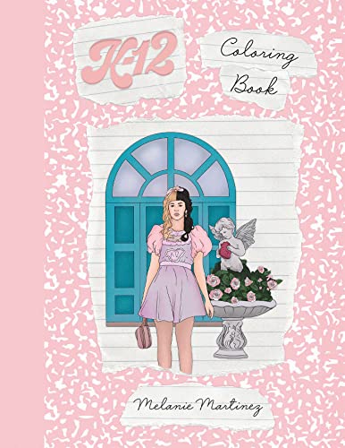 Coloring book cover featuring Melanie Martinez in front of a teal door.