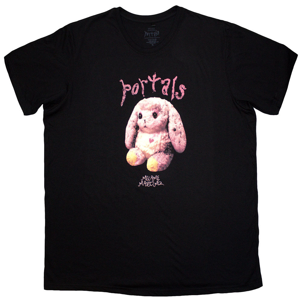 Medium unisex t-shirt featuring a pastel bunny illustration, Melanie Martinez “Portals” themed.