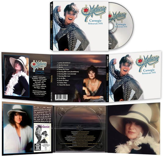 CD case for Melanie’s “Carnegie Rehearsals 1978” featuring a portrait of the singer.