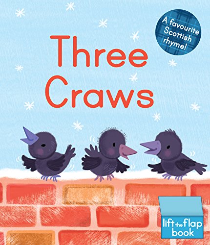 Three cartoon crows sit on a brick wall against a light blue snowy background.