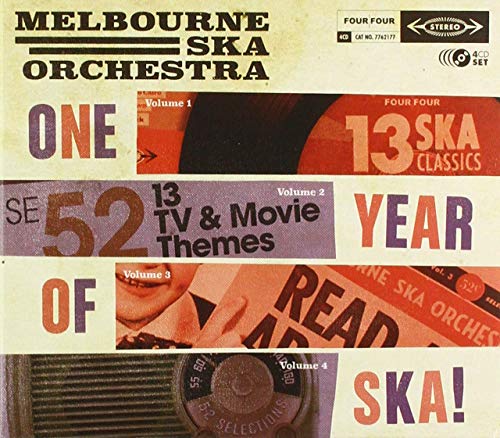 Album cover for Melbourne Ska Orchestra One Year Of Ska featuring collage-style text graphics.