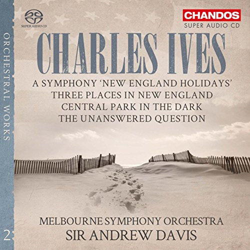 CD cover for Charles Ives’ “New England Holidays” with beach scene.