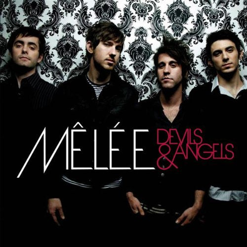 Melee band portrait with album title "Devils & Angels" in red and pink.