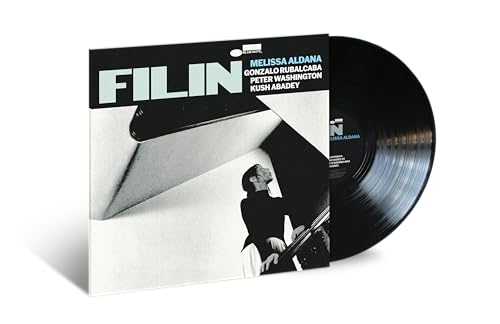 Vinyl record of Melissa Aldana’s “Filin” album with a black cover.