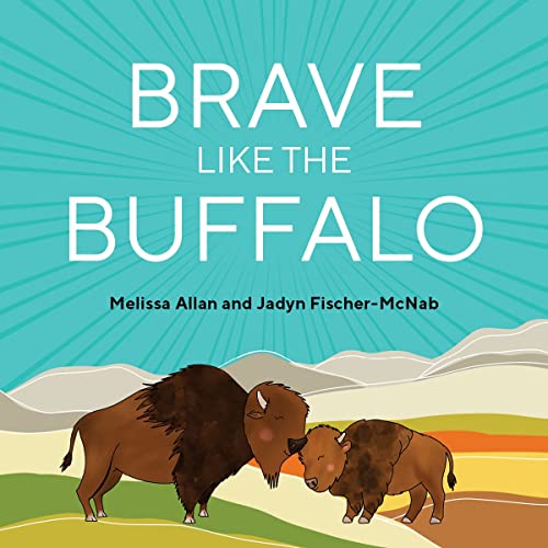 Book cover: two buffalo, mother and calf, against a teal and orange background.