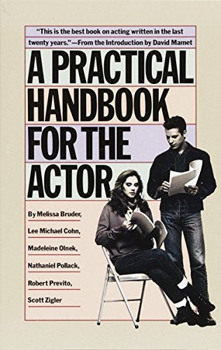 Book cover titled A Practical Handbook for the Actor featuring two people reading scripts.