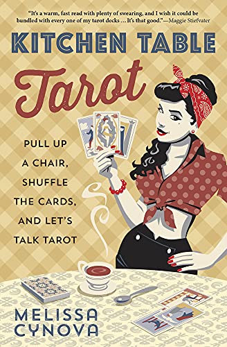 Book cover featuring a woman in polka dots holding tarot cards.
