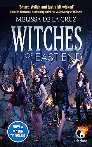 Book cover for "Witches of East End" featuring four women amidst flames.