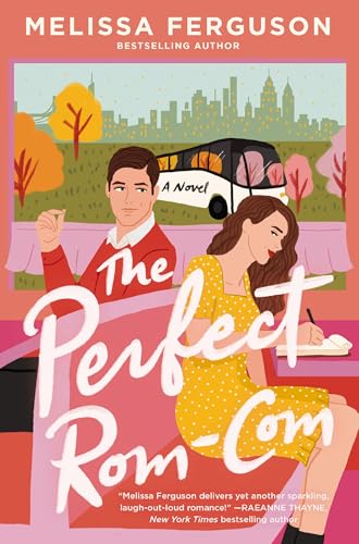 Book cover depicting a couple with a city skyline and tour bus.