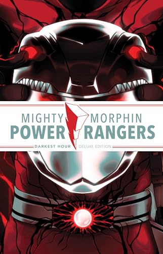 Comic book cover featuring a metallic Power Rangers helmet against a red background.
