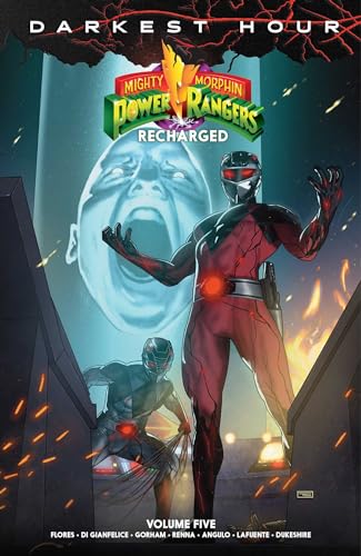 Comic book cover featuring a dark Power Ranger against a fiery, screaming backdrop.