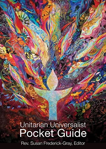 Colorful abstract art featuring a Unitarian Universalist flame symbol.