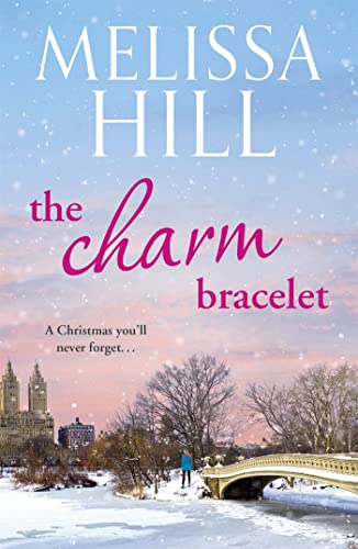 Book cover: snowy park scene with a woman on a bridge.